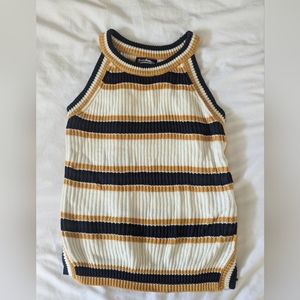 Yellow Black striped knit tank top size:Xs